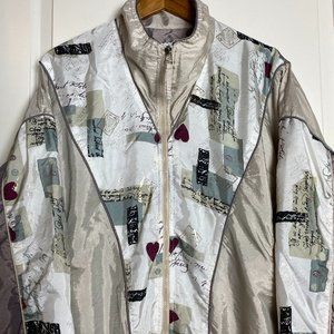 Vintage 90s Windbreaker Tan Abstract Pattern  Women’s Size Large